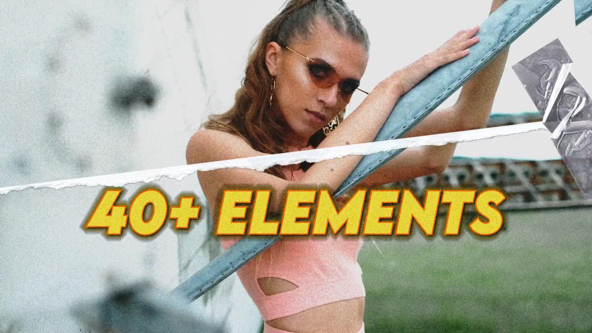 AE/PR/达芬奇模板：40个复古做旧拼贴艺术撕纸折纸效果转场过渡模板 , sucaiwan.com