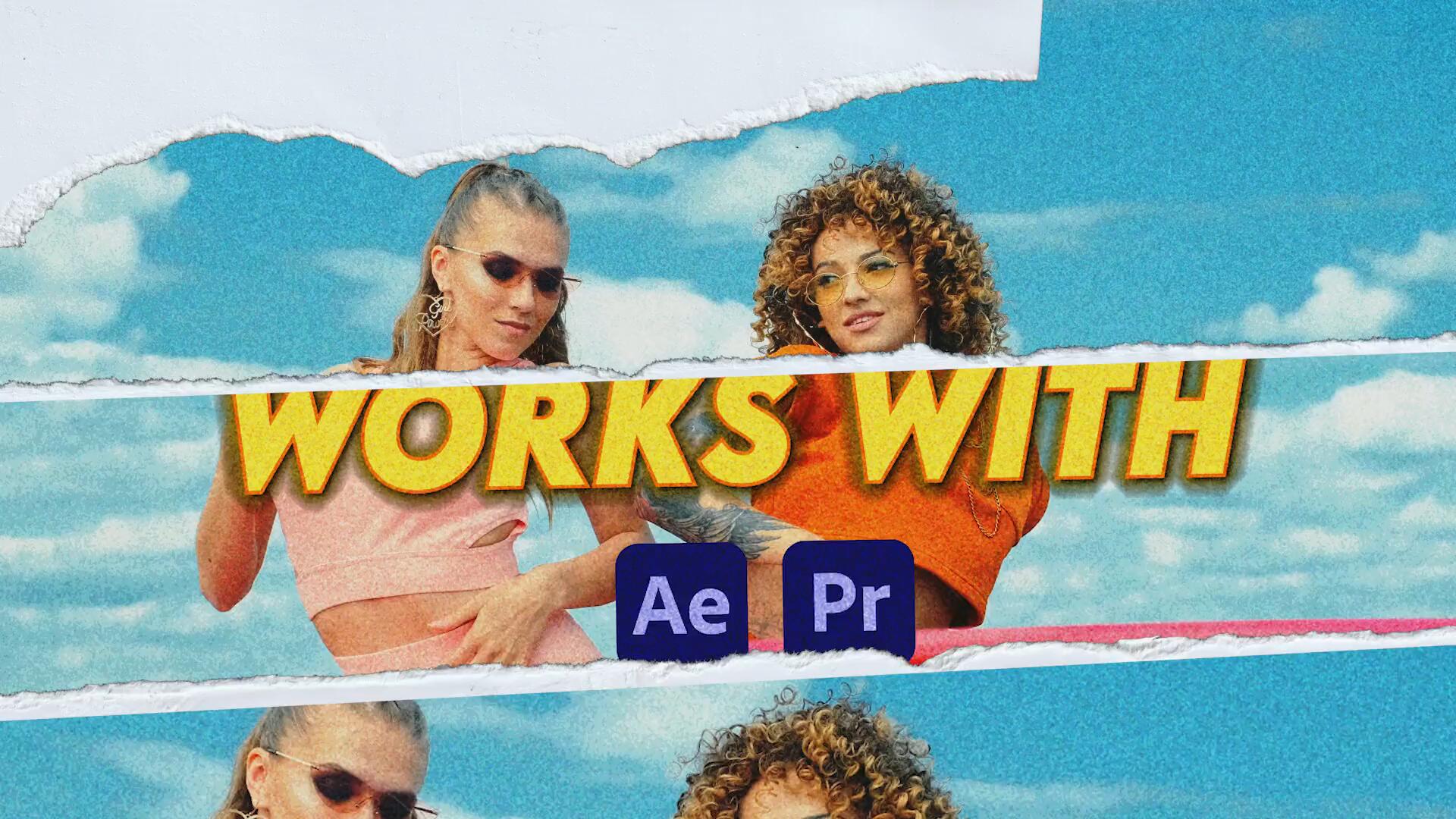 AE/PR/达芬奇模板：40个复古做旧拼贴艺术撕纸折纸效果转场过渡模板 , sucaiwan.com