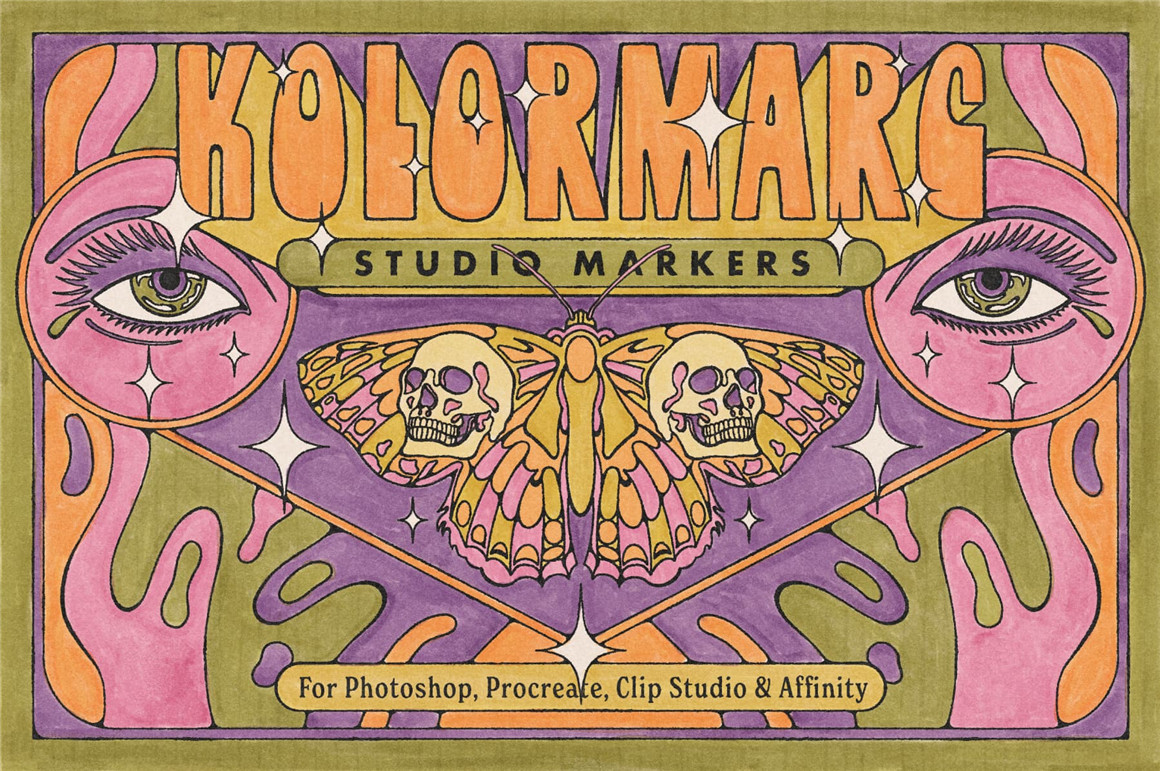 TGTS 复古美学半色调墨迹混合风格插画纹理笔尖PS笔刷 KolorMarc for Photoshop 笔刷资源 第1张-素材湾丨精选海外优质设计素材资源 TGTS 复古美学半色调墨迹混合风格插画纹理笔尖PS笔刷 KolorMarc for Photoshop 笔刷资源 sucaiwan.com