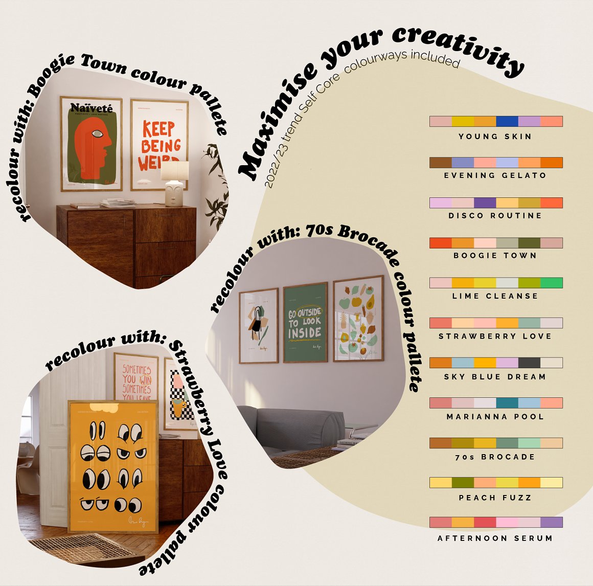 350个复古创意趣味卡通手绘插画矢量元素海报印花设计AI模板套件 Naive Art Clipart + Posters 图片素材 sucaiwan.com
