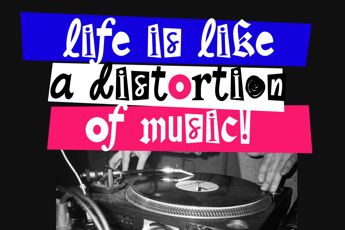 英文字体:复古拼贴艺术抽象实验趣味涂鸦摇滚海报标题手写字体 Sound Distortion 设计素材 第5张-素材湾丨精选海外优质设计素材资源 英文字体:复古拼贴艺术抽象实验趣味涂鸦摇滚海报标题手写字体 Sound Distortion 设计素材 sucaiwan.com