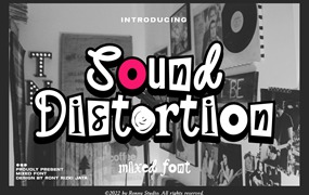 英文字体：复古拼贴艺术抽象实验趣味涂鸦摇滚海报标题手写字体 Sound Distortion