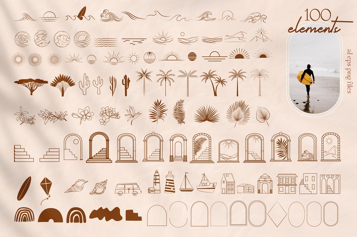 Mio Buono 夏季抽象创意时尚极简波西米亚风格标志构图设计元素包 Boho Summer Logo 图片素材 第2张-素材湾丨精选海外优质设计素材资源 Mio Buono 夏季抽象创意时尚极简波西米亚风格标志构图设计元素包 Boho Summer Logo 图片素材 sucaiwan.com