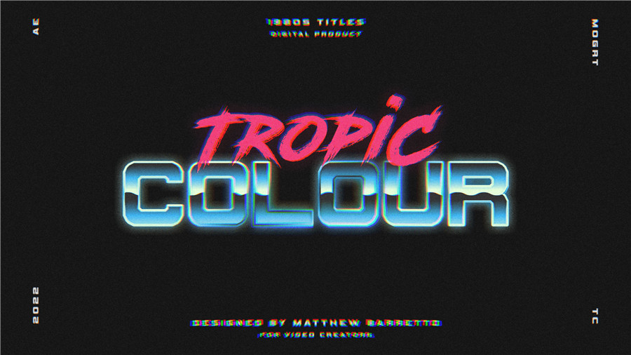 Tropic Colour 80年代复古创意金属渐变3D漫反射排版视觉效果标题AE/PR模板工具包+VHS叠加视频素材 80’S RETRO FILM TITLES 影视音频 第3张-素材湾丨精选海外优质设计素材资源 Tropic Colour 80年代复古创意金属渐变3D漫反射排版视觉效果标题AE/PR模板工具包+VHS叠加视频素材 80’S RETRO FILM TITLES 影视音频 sucaiwan.com