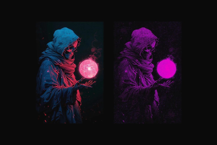 复古老式颗粒Riso印刷半色调照片效果PS特效样机滤镜插件素材 Grainy Duotone Photo Effect , 第2张-素材湾丨精选海外优质设计素材资源 复古老式颗粒Riso印刷半色调照片效果PS特效样机滤镜插件素材 Grainy Duotone Photo Effect , sucaiwan.com