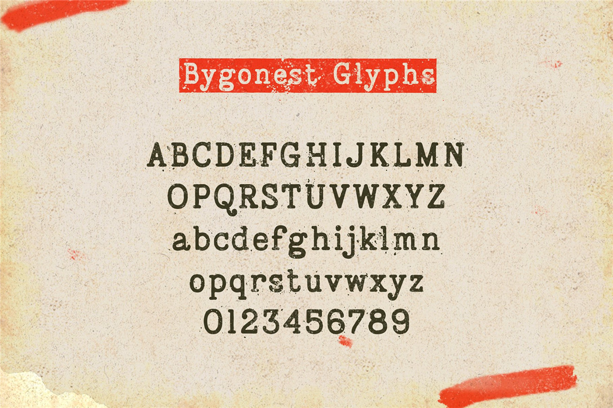 英文字体:复古老式喷墨打字机效果Logo标题衬线英文字体素材 Bygonest – Old Typewriter Font , 第7张-素材湾丨精选海外优质设计素材资源 英文字体:复古老式喷墨打字机效果Logo标题衬线英文字体素材 Bygonest – Old Typewriter Font , sucaiwan.com