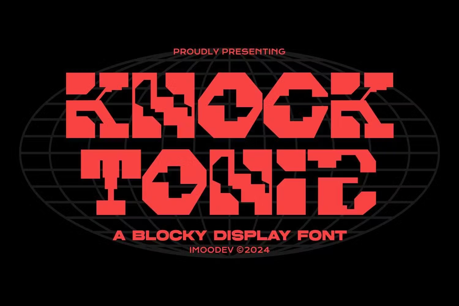 未来科幻赛博朋克品牌海报数字设计装饰英文字体安装包 Knock Tonic – Blocky Futuristic Font 设计素材 sucaiwan.com