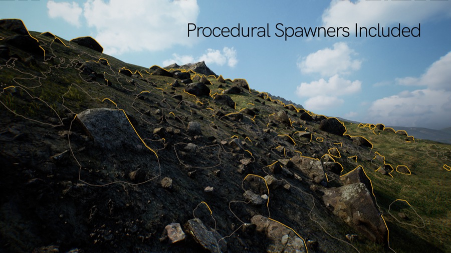 UE素材 虚拟引擎草原草甸山地地形3D模型 Unreal Engine – Brushify – Grasslands Pack 样机素材 第7张-素材湾丨精选海外优质设计素材资源 UE素材 虚拟引擎草原草甸山地地形3D模型 Unreal Engine – Brushify – Grasslands Pack 样机素材 sucaiwan.com