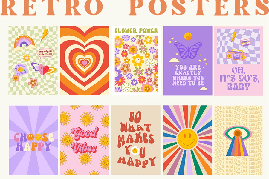 123款复古Y2K迷幻70s90s年代艺术风格趣味图案/剪贴画矢量插画背景设计套件 Retro Vibes Art 70s 90s 图片素材 第6张-素材湾丨精选海外优质设计素材资源 123款复古Y2K迷幻70s90s年代艺术风格趣味图案/剪贴画矢量插画背景设计套件 Retro Vibes Art 70s 90s 图片素材 sucaiwan.com