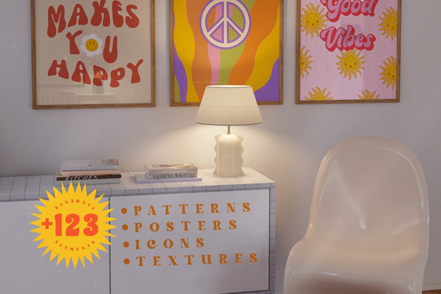 123款复古Y2K迷幻70s90s年代艺术风格趣味图案/剪贴画矢量插画背景设计套件 Retro Vibes Art 70s 90s 图片素材 第8张-素材湾丨精选海外优质设计素材资源 123款复古Y2K迷幻70s90s年代艺术风格趣味图案/剪贴画矢量插画背景设计套件 Retro Vibes Art 70s 90s 图片素材 sucaiwan.com