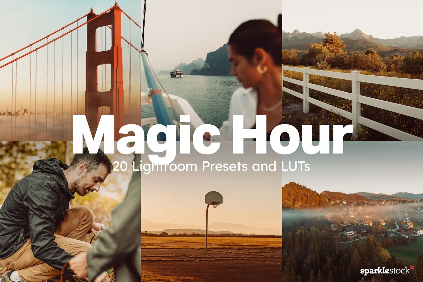 20组暖色调魔法时刻户外景观摄影照片调色Lightroom&LUTs预设 20 Magic Hour Lightroom Presets and LUTs 插件预设 sucaiwan.com