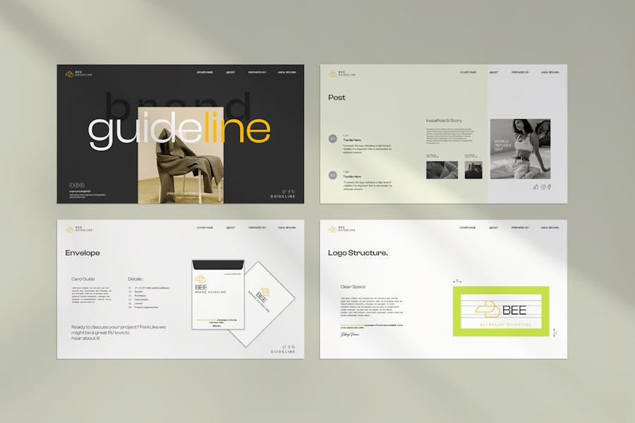 现代简约品牌市场商业计划介绍演示文稿设计Keynote模版 Bee Brand Guideline Keynote Template 幻灯图表 第3张-素材湾丨精选海外优质设计素材资源 现代简约品牌市场商业计划介绍演示文稿设计Keynote模版 Bee Brand Guideline Keynote Template 幻灯图表 sucaiwan.com