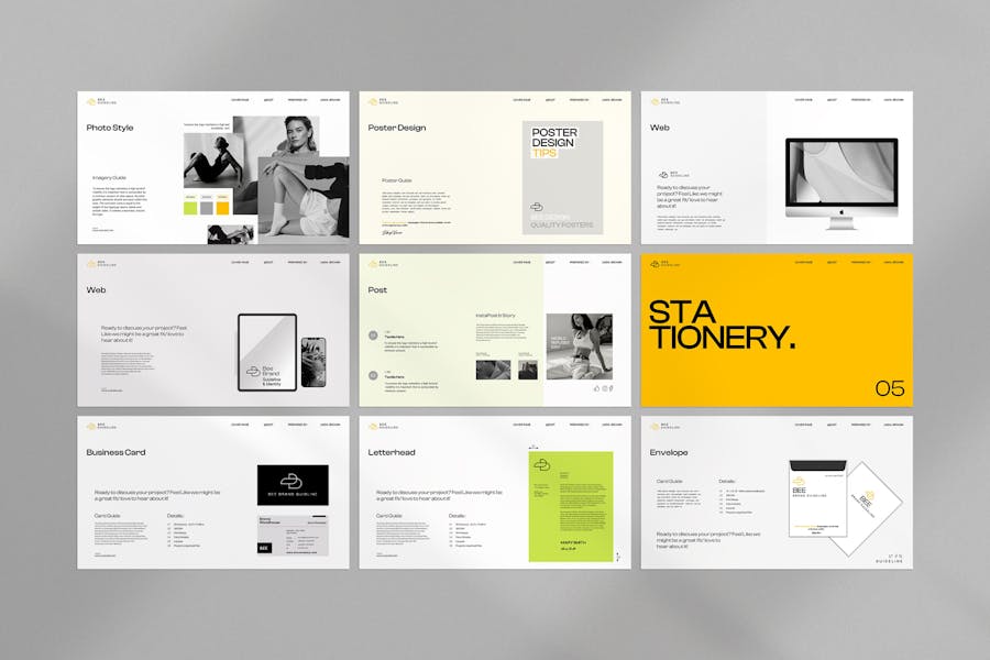现代简约品牌市场商业计划介绍演示文稿设计Keynote模版 Bee Brand Guideline Keynote Template 幻灯图表 第4张-素材湾丨精选海外优质设计素材资源 现代简约品牌市场商业计划介绍演示文稿设计Keynote模版 Bee Brand Guideline Keynote Template 幻灯图表 sucaiwan.com