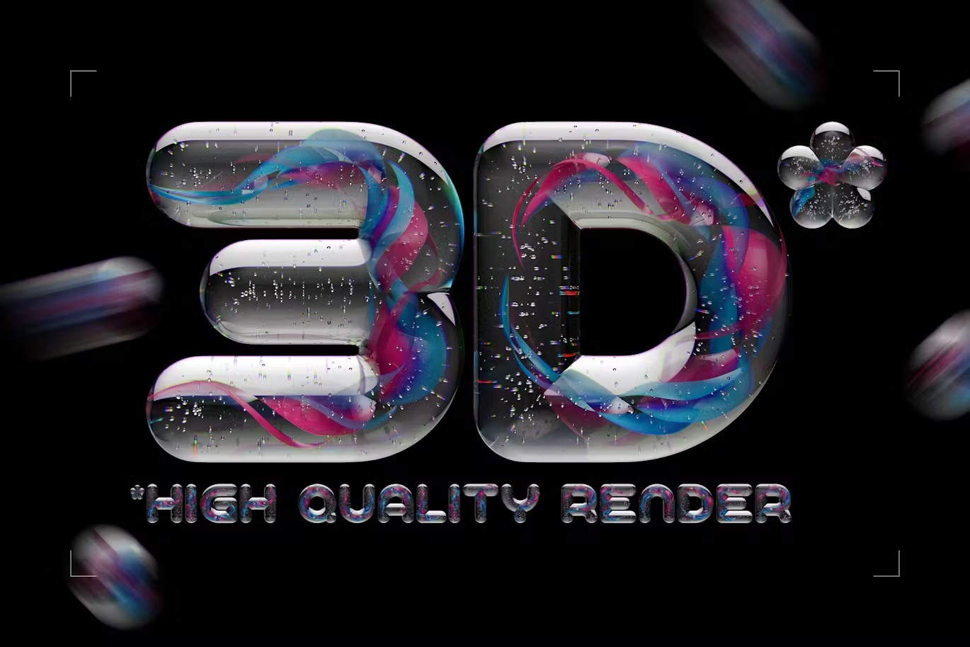 创意发光透明玻璃水珠效果3D立体英文字母数字PNG免抠图设计素材 Glass Marbles Alphabet 图片素材 sucaiwan.com