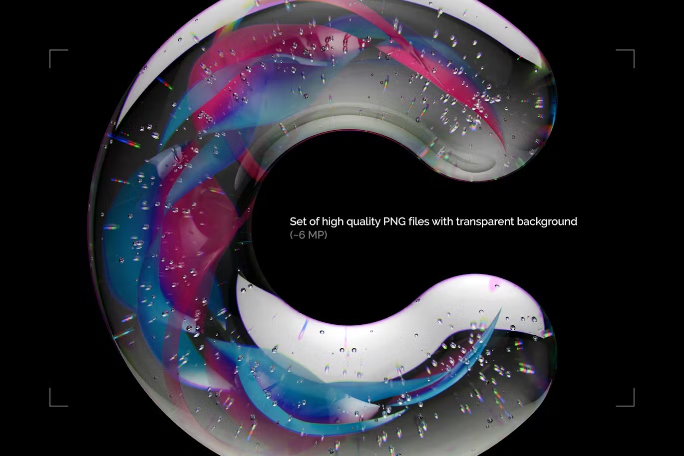 创意发光透明玻璃水珠效果3D立体英文字母数字PNG免抠图设计素材 Glass Marbles Alphabet 图片素材 sucaiwan.com