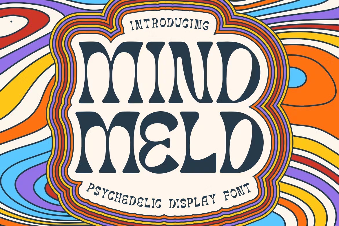 迷幻复古杂志海报包装设计装饰英文字体安装包 Mind Meld – Psychedelic Display Font 设计素材 第1张-素材湾丨精选海外优质设计素材资源 迷幻复古杂志海报包装设计装饰英文字体安装包 Mind Meld – Psychedelic Display Font 设计素材 sucaiwan.com