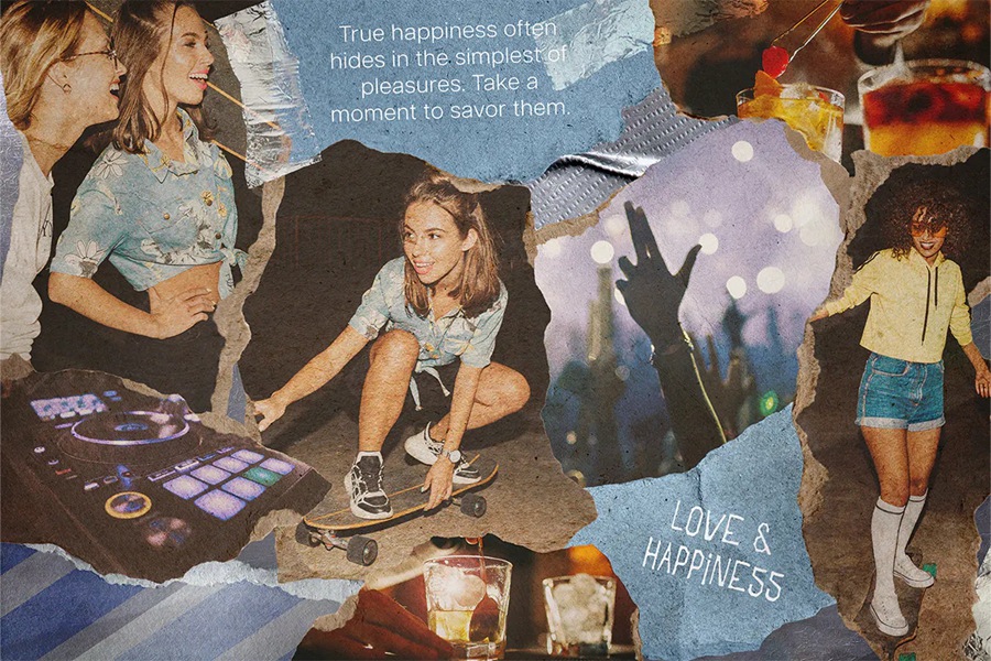 14个复古撕纸照片相框拼贴剪贴簿情绪板旅游日记账单手账PSD特效样机 , sucaiwan.com