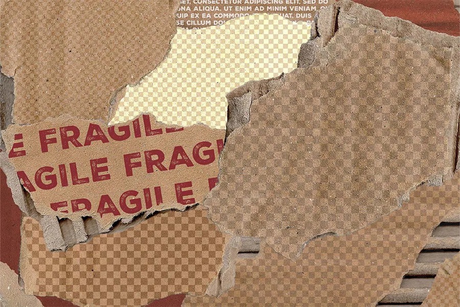 14个复古撕纸照片相框拼贴剪贴簿情绪板旅游日记账单手账PSD特效样机 , sucaiwan.com