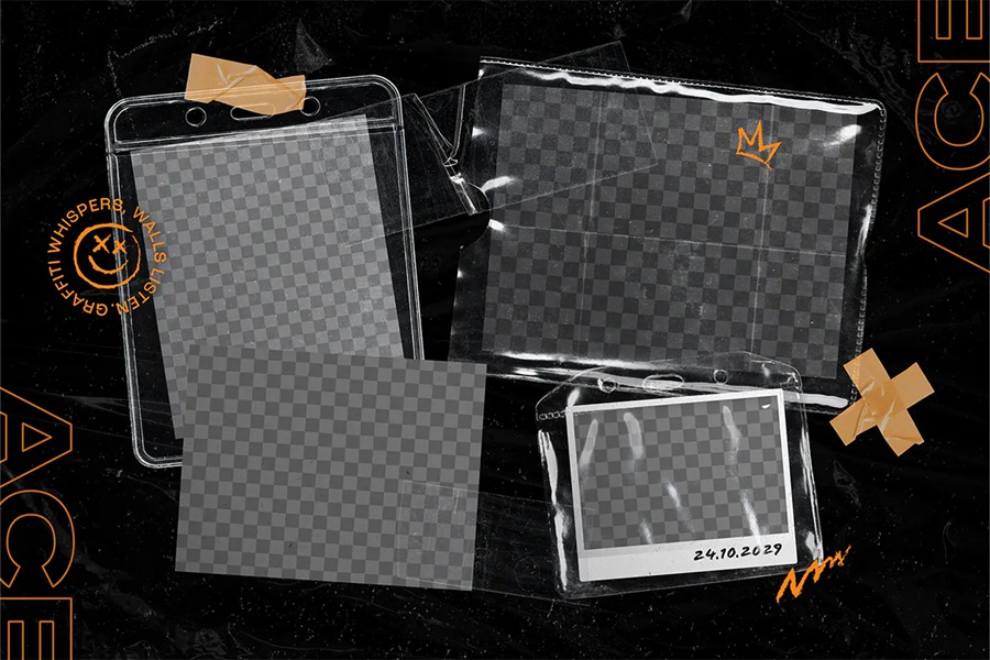 14个复古撕纸照片相框拼贴剪贴簿情绪板旅游日记账单手账PSD特效样机 , sucaiwan.com