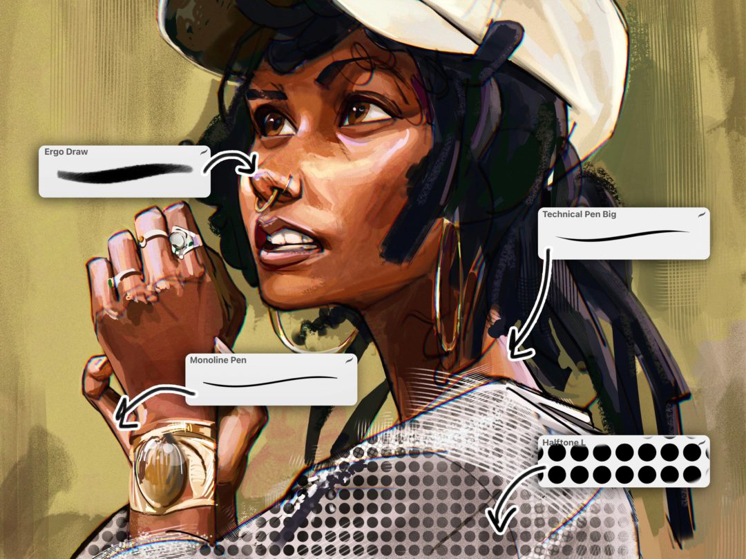 真实漫画绘画半色调线条水彩笔触效果procreate笔刷画笔素材 ergoREDUX – Procreate Brushset 笔刷资源 sucaiwan.com