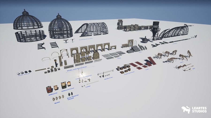 UE素材 151组独特恐龙历史博馆事内环境3D模型元素包 Historical Museum 样机素材 sucaiwan.com