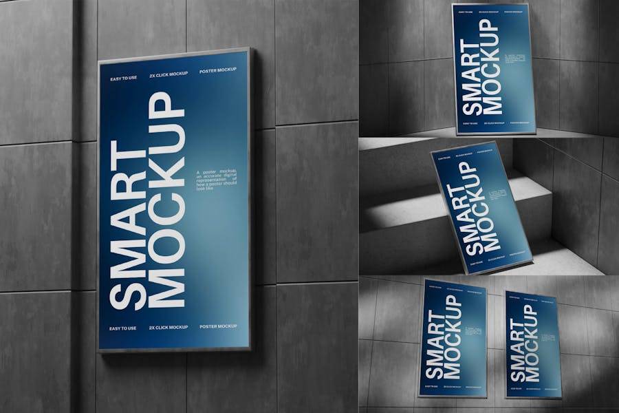 逼真楼梯过道墙面海报招贴艺术品挂画设计PS展示贴图样机模板 Poster Mockup | Black Wall 样机素材 第1张-素材湾丨精选海外优质设计素材资源 逼真楼梯过道墙面海报招贴艺术品挂画设计PS展示贴图样机模板 Poster Mockup | Black Wall 样机素材 sucaiwan.com