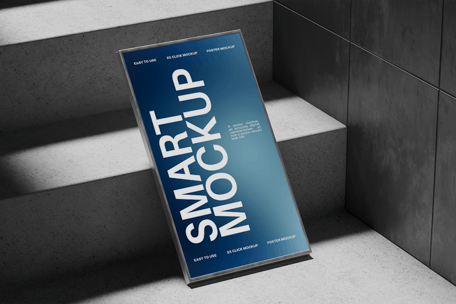 逼真楼梯过道墙面海报招贴艺术品挂画设计PS展示贴图样机模板 Poster Mockup | Black Wall 样机素材 第4张-素材湾丨精选海外优质设计素材资源 逼真楼梯过道墙面海报招贴艺术品挂画设计PS展示贴图样机模板 Poster Mockup | Black Wall 样机素材 sucaiwan.com