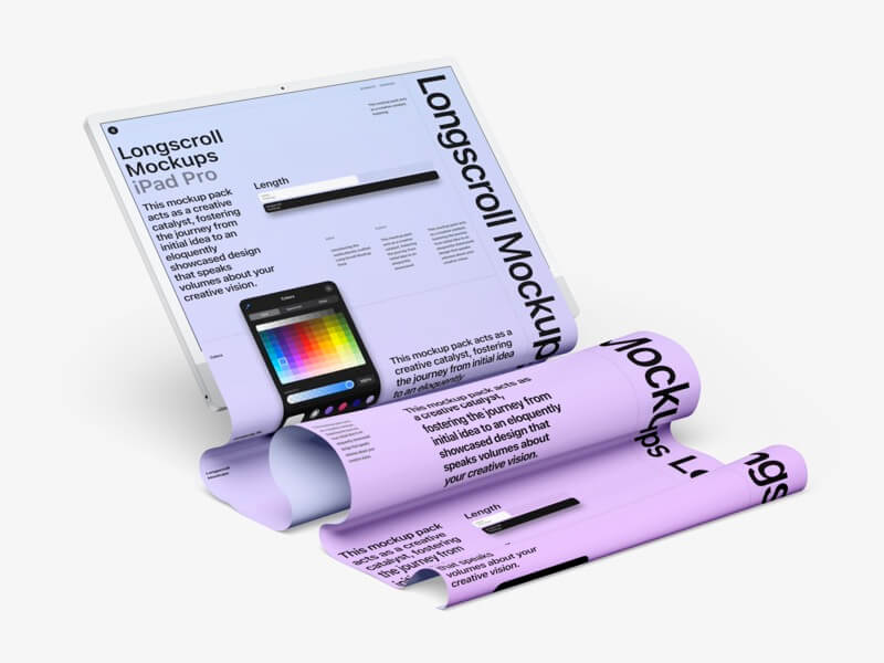 8款创意苹果iMac 24一体机电脑长卷模型PS贴图样机模板素材 iMac 24 inch Longscroll Mockups 样机素材 sucaiwan.com