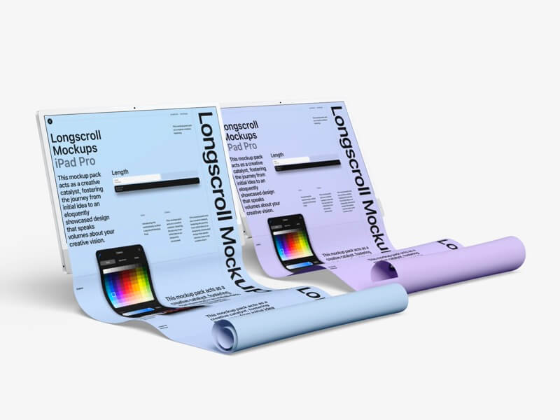 8款创意苹果iMac 24一体机电脑长卷模型PS贴图样机模板素材 iMac 24 inch Longscroll Mockups 样机素材 sucaiwan.com