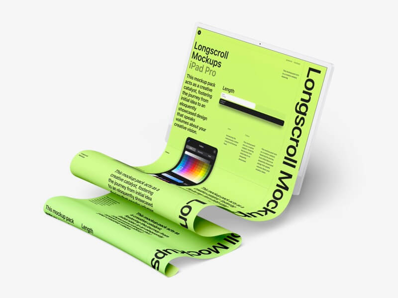 8款创意苹果iMac 24一体机电脑长卷模型PS贴图样机模板素材 iMac 24 inch Longscroll Mockups 样机素材 sucaiwan.com