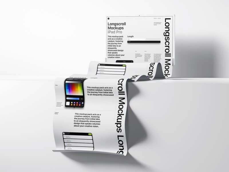 8款创意苹果iMac 24一体机电脑长卷模型PS贴图样机模板素材 iMac 24 inch Longscroll Mockups 样机素材 sucaiwan.com