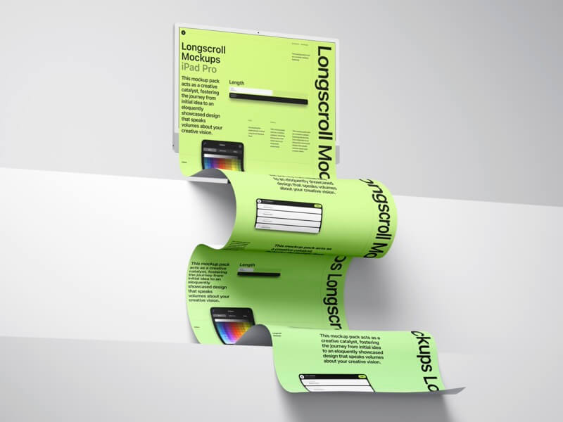 8款创意苹果iMac 24一体机电脑长卷模型PS贴图样机模板素材 iMac 24 inch Longscroll Mockups 样机素材 sucaiwan.com