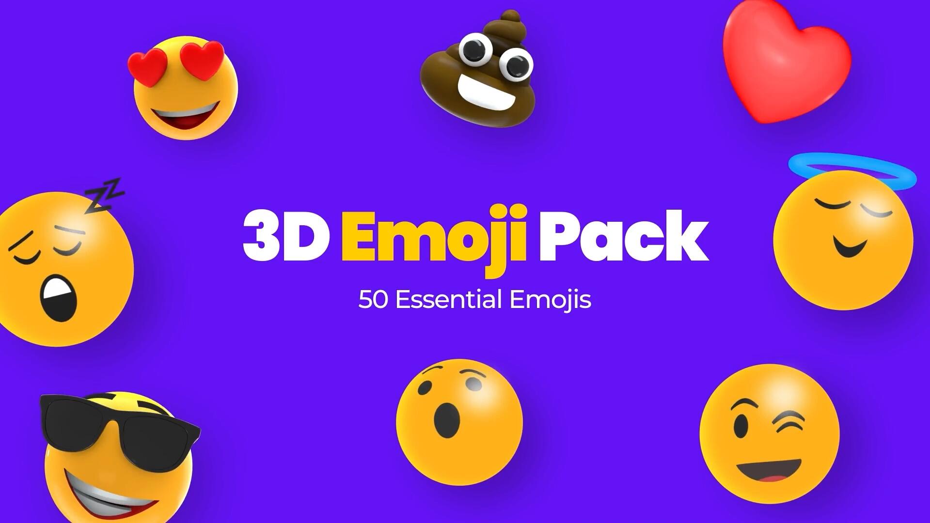 FCPX插件：51款趣味卡通现代3D表情包emoji符号图标演示动画套装 , sucaiwan.com