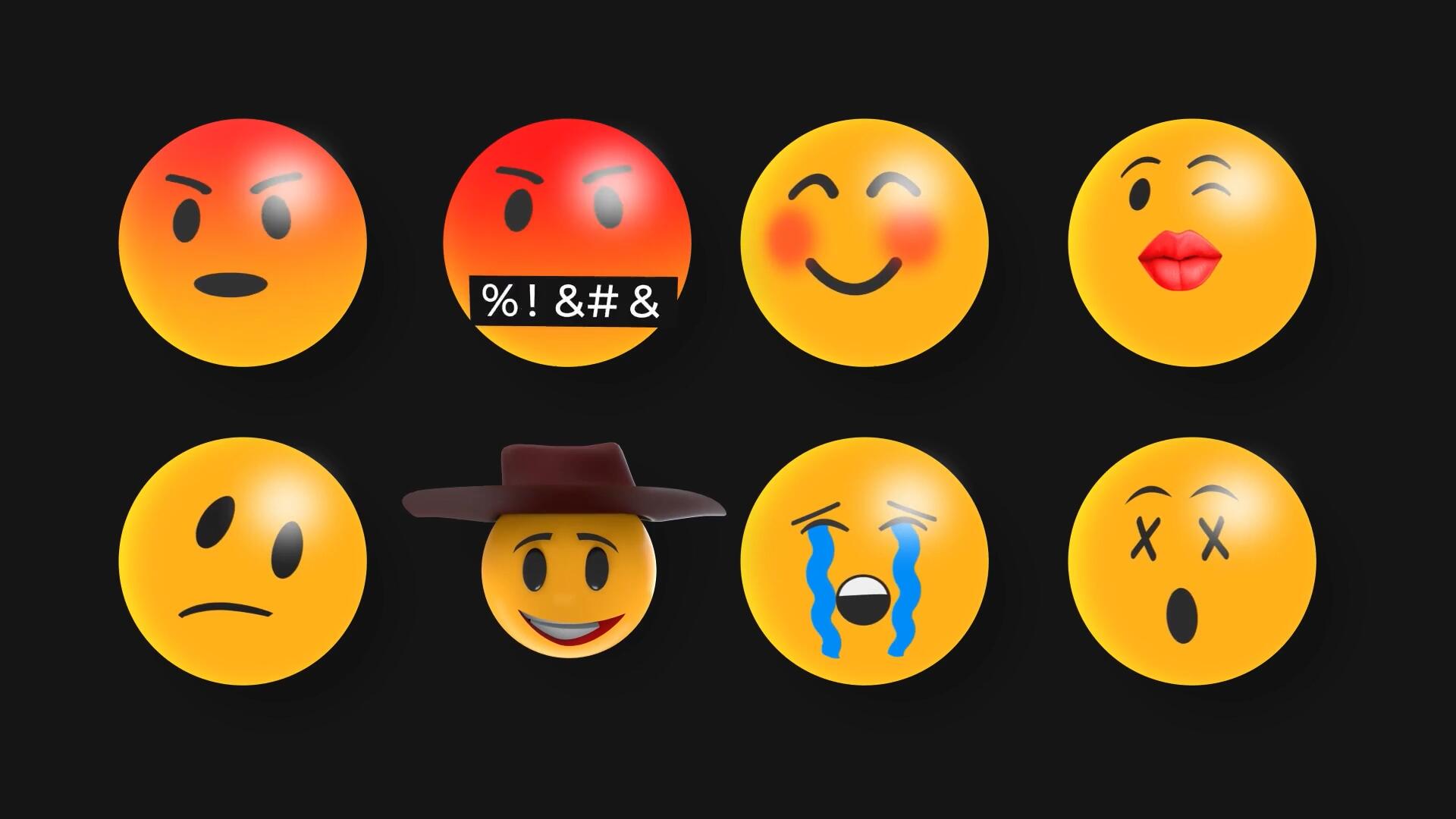 FCPX插件：51款趣味卡通现代3D表情包emoji符号图标演示动画套装 , sucaiwan.com