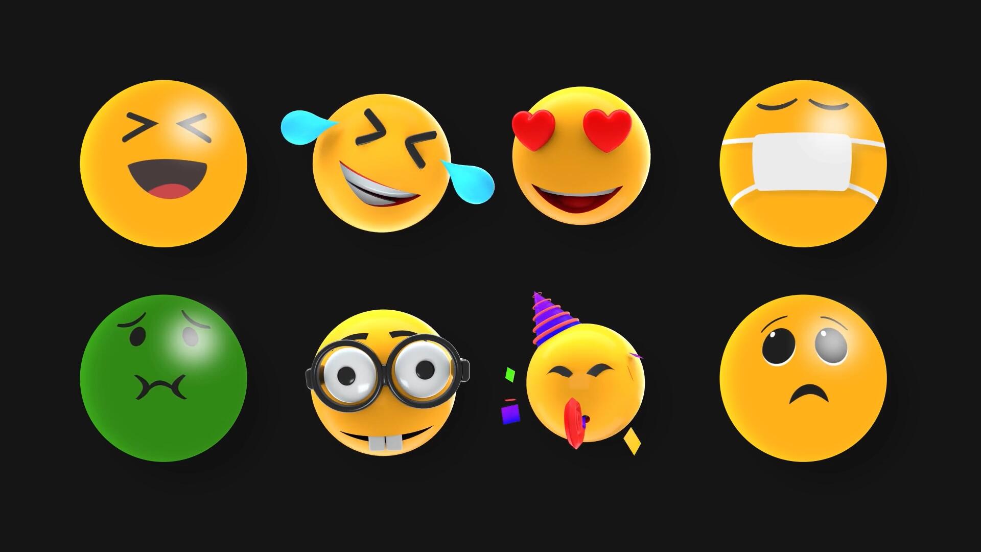 FCPX插件：51款趣味卡通现代3D表情包emoji符号图标演示动画套装 , sucaiwan.com