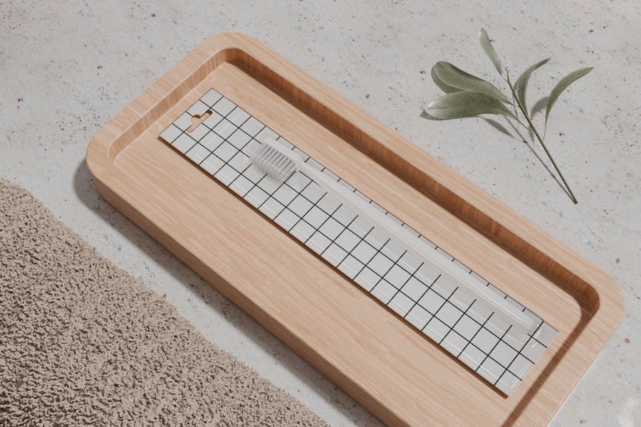 逼真牙刷包装盒设计展示效果图PS贴图样机模板素材 Tooth Brush Packaging Mockup 样机素材 sucaiwan.com