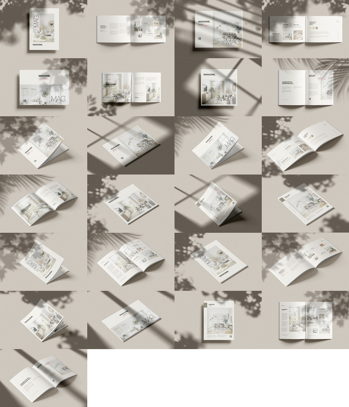 高级逼真画册杂志设计展示效果图PS贴图样机模板素材 Magazine Mockup Kit 样机素材 sucaiwan.com