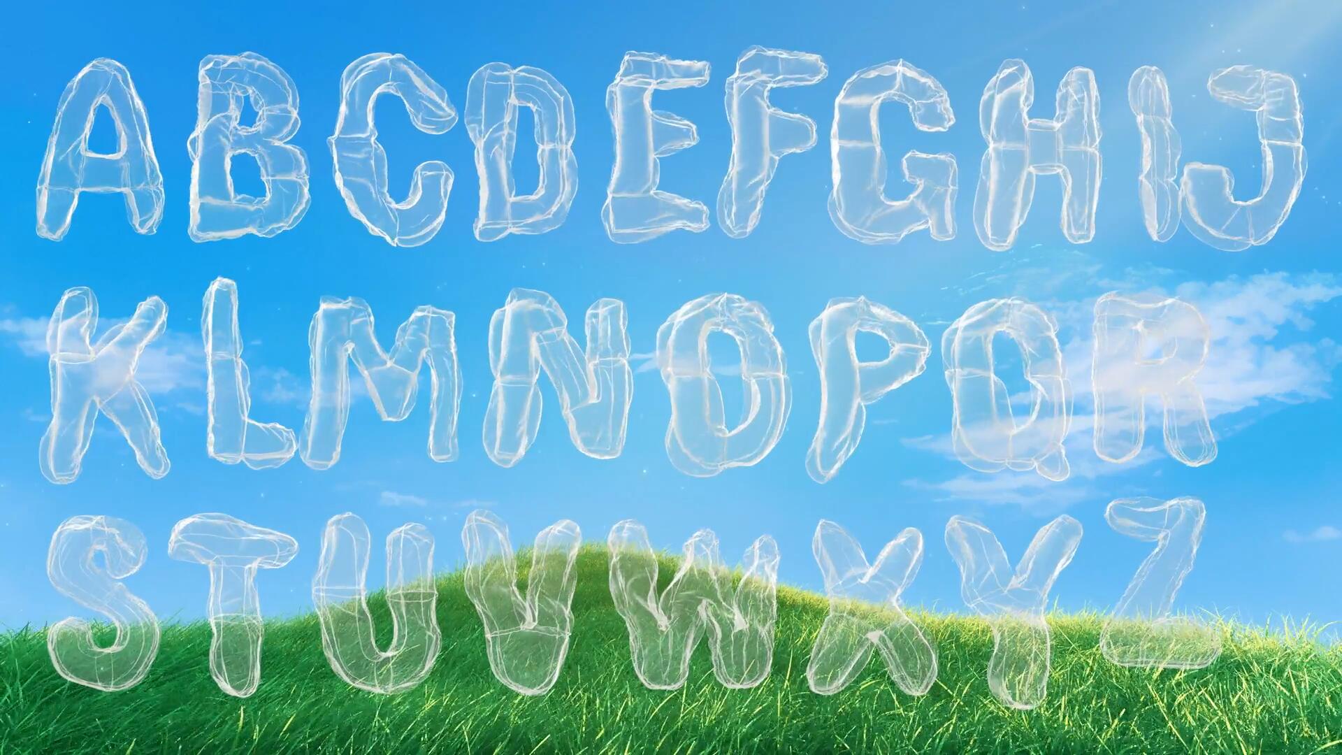 AE模板：52款3D趣味轻松透明塑料膨胀英文大写字母数字符号动画AE视频模板 Easy Breezy Typeface , sucaiwan.com