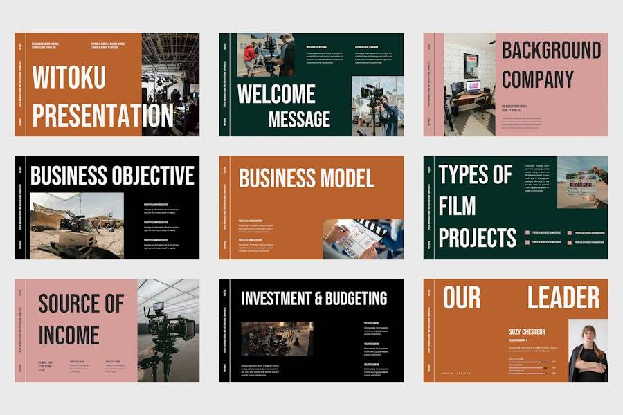 电影制作摄影作品集演示文稿设计Keynote模板 Witoku – Film Production Keynote Template 幻灯图表 第4张-素材湾丨精选海外优质设计素材资源 电影制作摄影作品集演示文稿设计Keynote模板 Witoku – Film Production Keynote Template 幻灯图表 sucaiwan.com