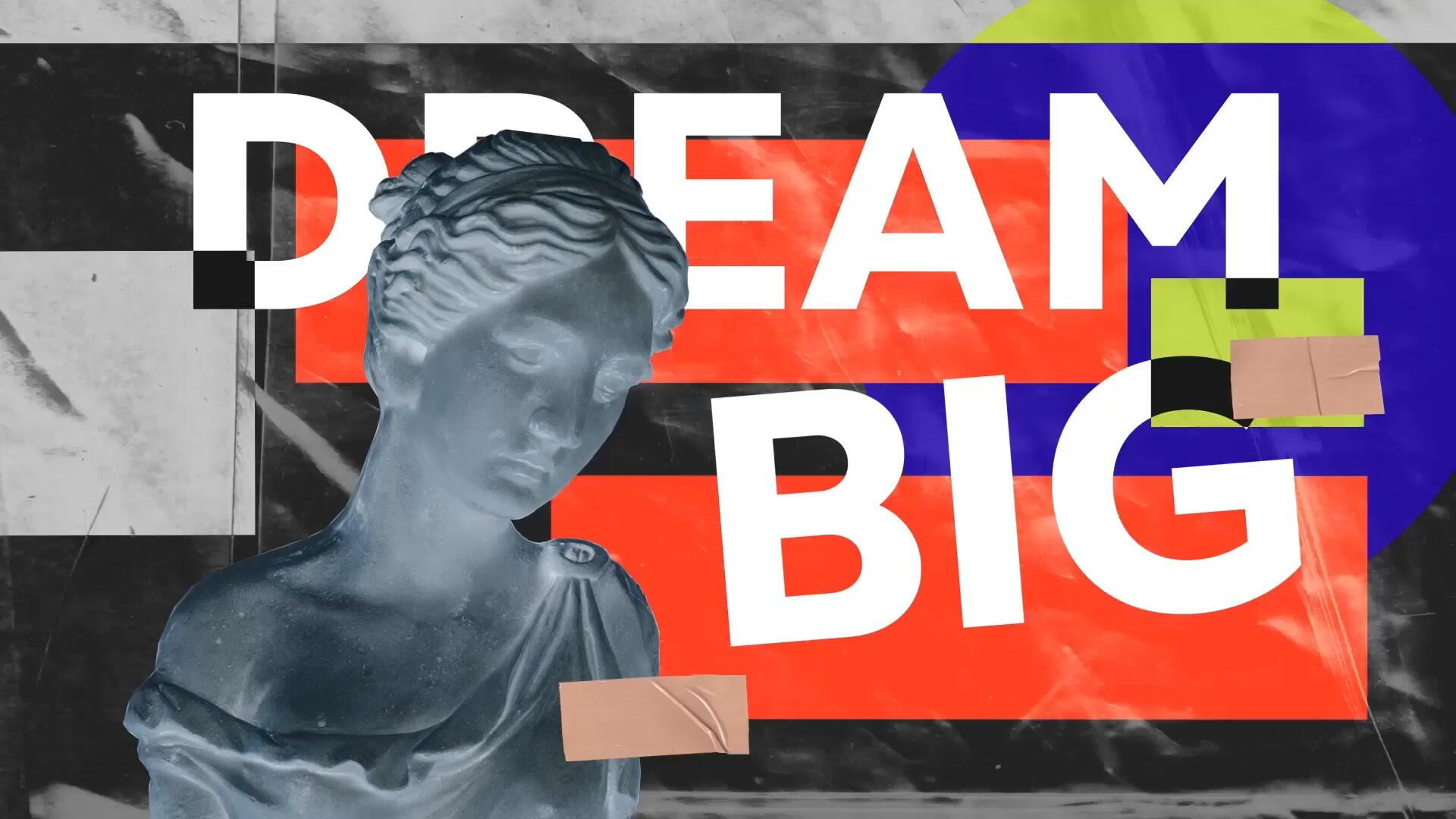 达芬奇模板：创意孟菲斯风格蒸汽波剪贴画贴纸人物介绍开场片头 , sucaiwan.com