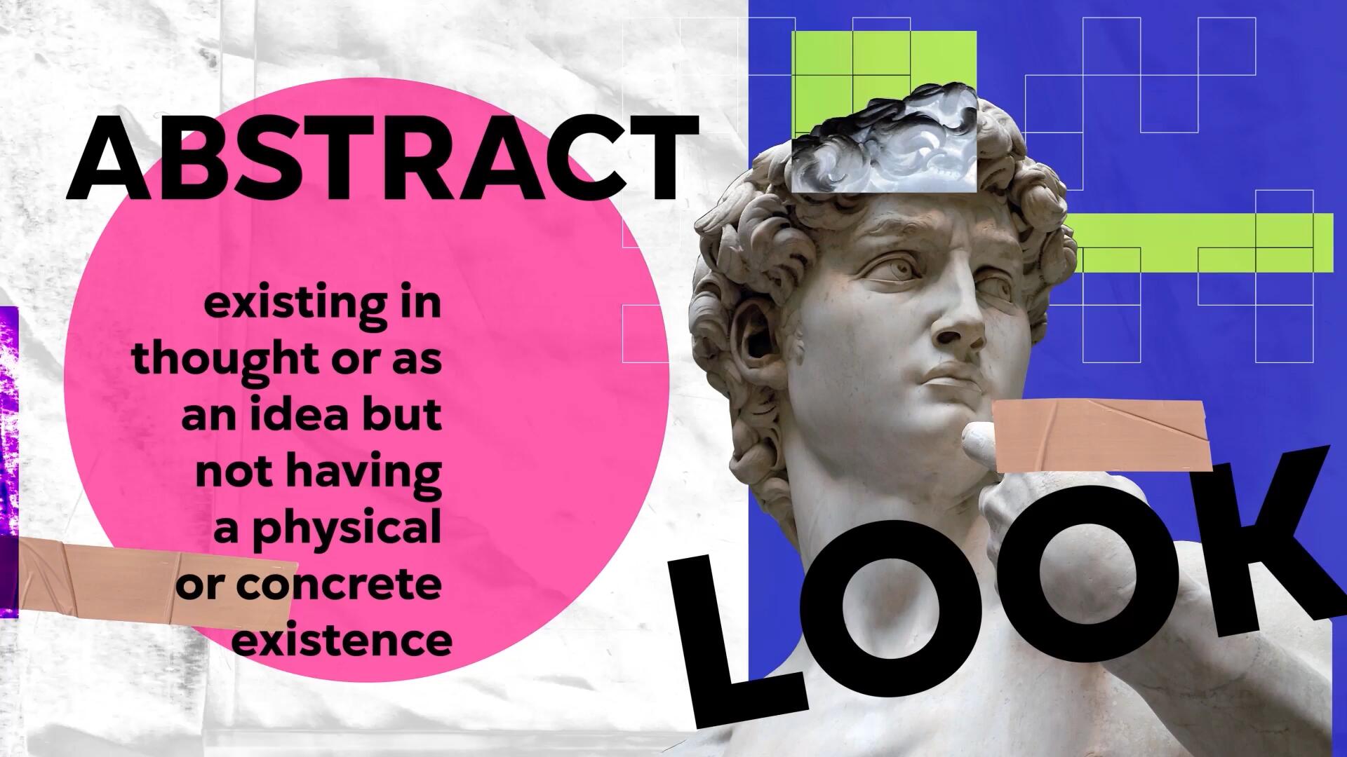 达芬奇模板：创意孟菲斯风格蒸汽波剪贴画贴纸人物介绍开场片头 , sucaiwan.com