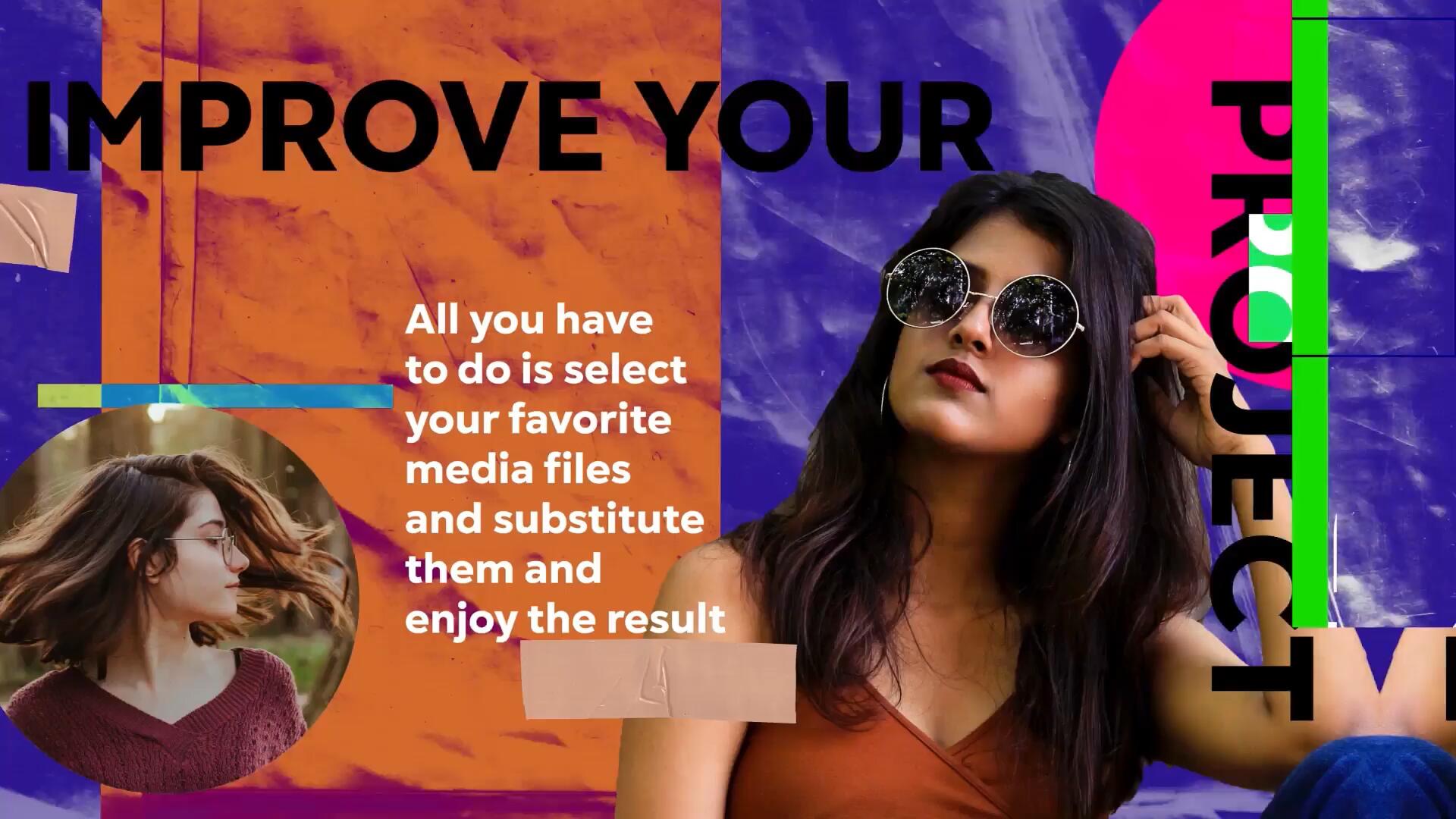 达芬奇模板：创意孟菲斯风格蒸汽波剪贴画贴纸人物介绍开场片头 , sucaiwan.com