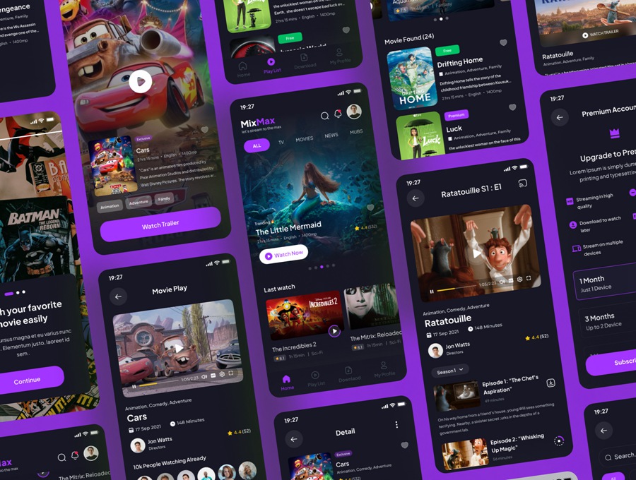 40+暗黑风格电影电视剧流媒体短视频APP应用程序UI界面设计Figma模板 MixMax – Movie Streaming Mobile App UI Kits APP UI 第5张-素材湾丨精选海外优质设计素材资源 40+暗黑风格电影电视剧流媒体短视频APP应用程序UI界面设计Figma模板 MixMax – Movie Streaming Mobile App UI Kits APP UI sucaiwan.com