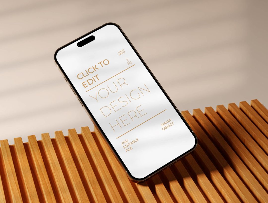 时尚文艺苹果iPhone 15 Pro手机屏幕演示贴图PSD样机模板素材 Iphone 15 Mockup 样机素材 sucaiwan.com