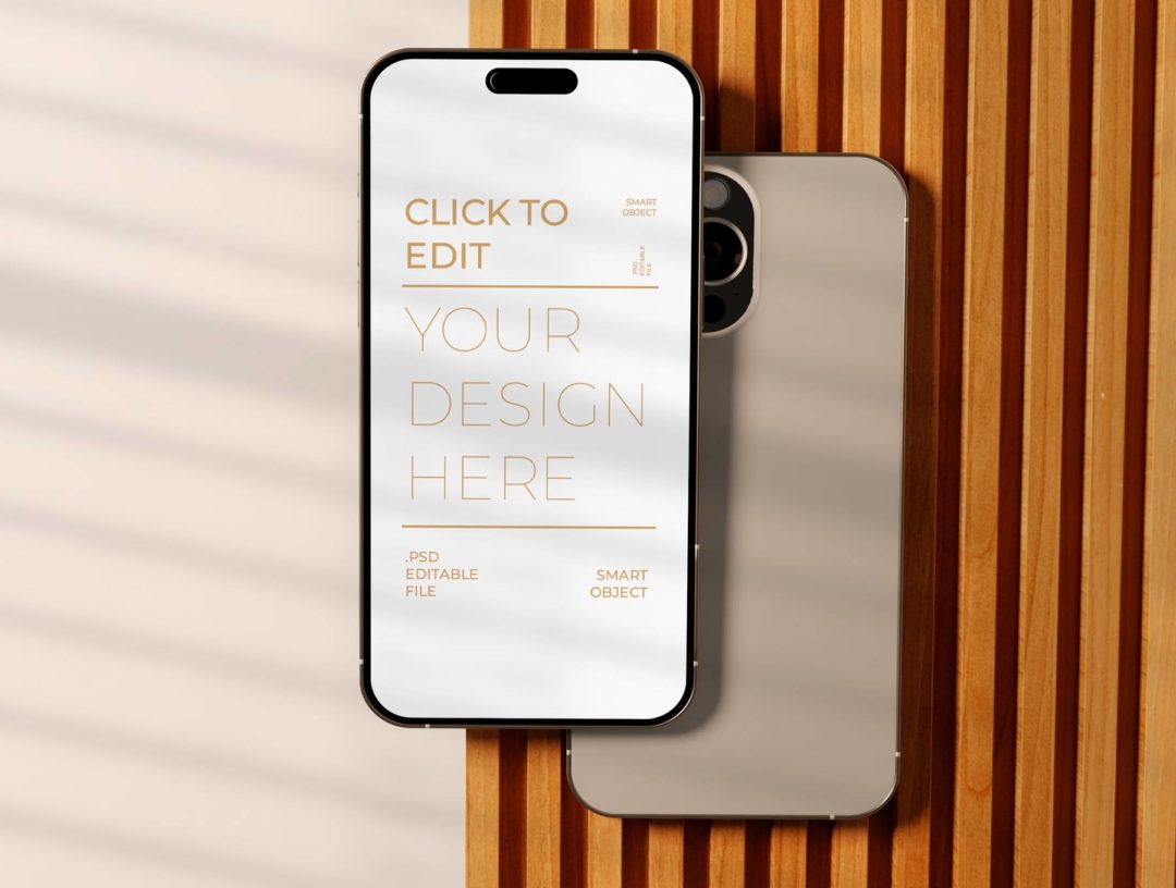 时尚文艺苹果iPhone 15 Pro手机屏幕演示贴图PSD样机模板素材 Iphone 15 Mockup 样机素材 sucaiwan.com