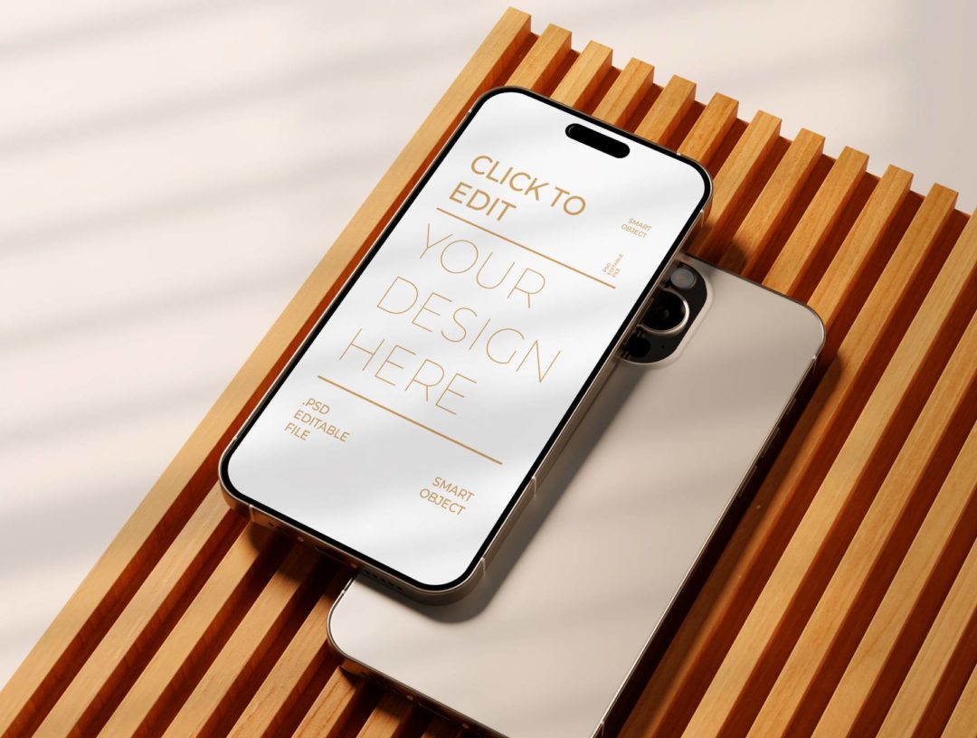 时尚文艺苹果iPhone 15 Pro手机屏幕演示贴图PSD样机模板素材 Iphone 15 Mockup 样机素材 sucaiwan.com