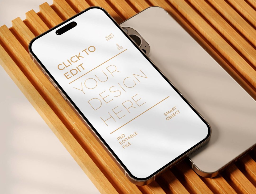 时尚文艺苹果iPhone 15 Pro手机屏幕演示贴图PSD样机模板素材 Iphone 15 Mockup 样机素材 sucaiwan.com