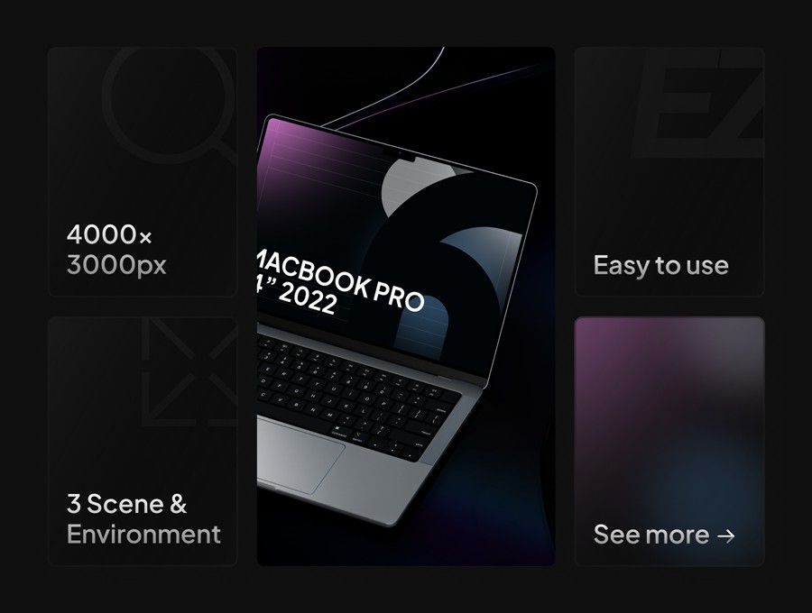 黑化风苹果MacBook Pro笔记本电脑演示效果图PS贴图样机模板素材 Janhae – Macbook Pro Dark & Colorful Mockup v.01 样机素材 第5张-素材湾丨精选海外优质设计素材资源 黑化风苹果MacBook Pro笔记本电脑演示效果图PS贴图样机模板素材 Janhae – Macbook Pro Dark & Colorful Mockup v.01 样机素材 sucaiwan.com