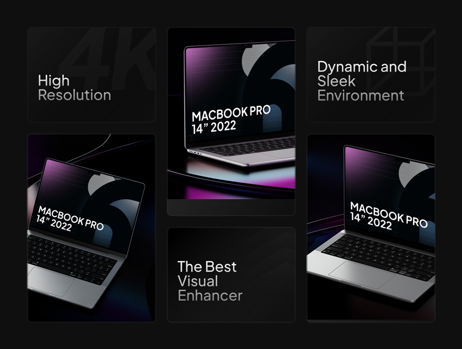 黑化风苹果MacBook Pro笔记本电脑演示效果图PS贴图样机模板素材 Janhae – Macbook Pro Dark & Colorful Mockup v.01 样机素材 第6张-素材湾丨精选海外优质设计素材资源 黑化风苹果MacBook Pro笔记本电脑演示效果图PS贴图样机模板素材 Janhae – Macbook Pro Dark & Colorful Mockup v.01 样机素材 sucaiwan.com