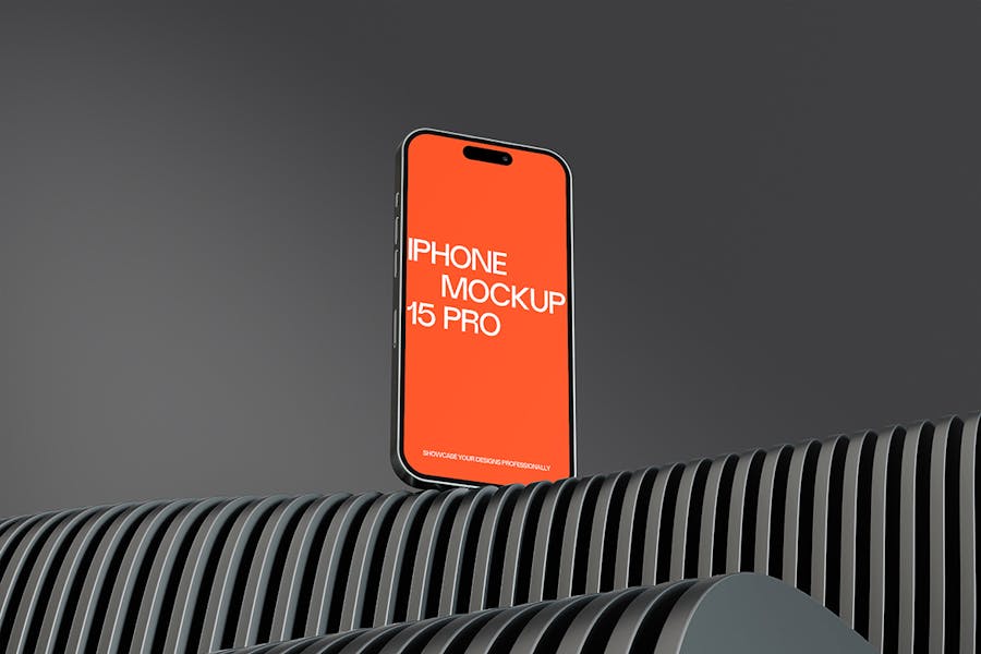 高级工业风苹果iphone 15 pro智能手机展示效果图PSD样机模板素材 IPhone 15 Pro Mockup 样机素材 sucaiwan.com